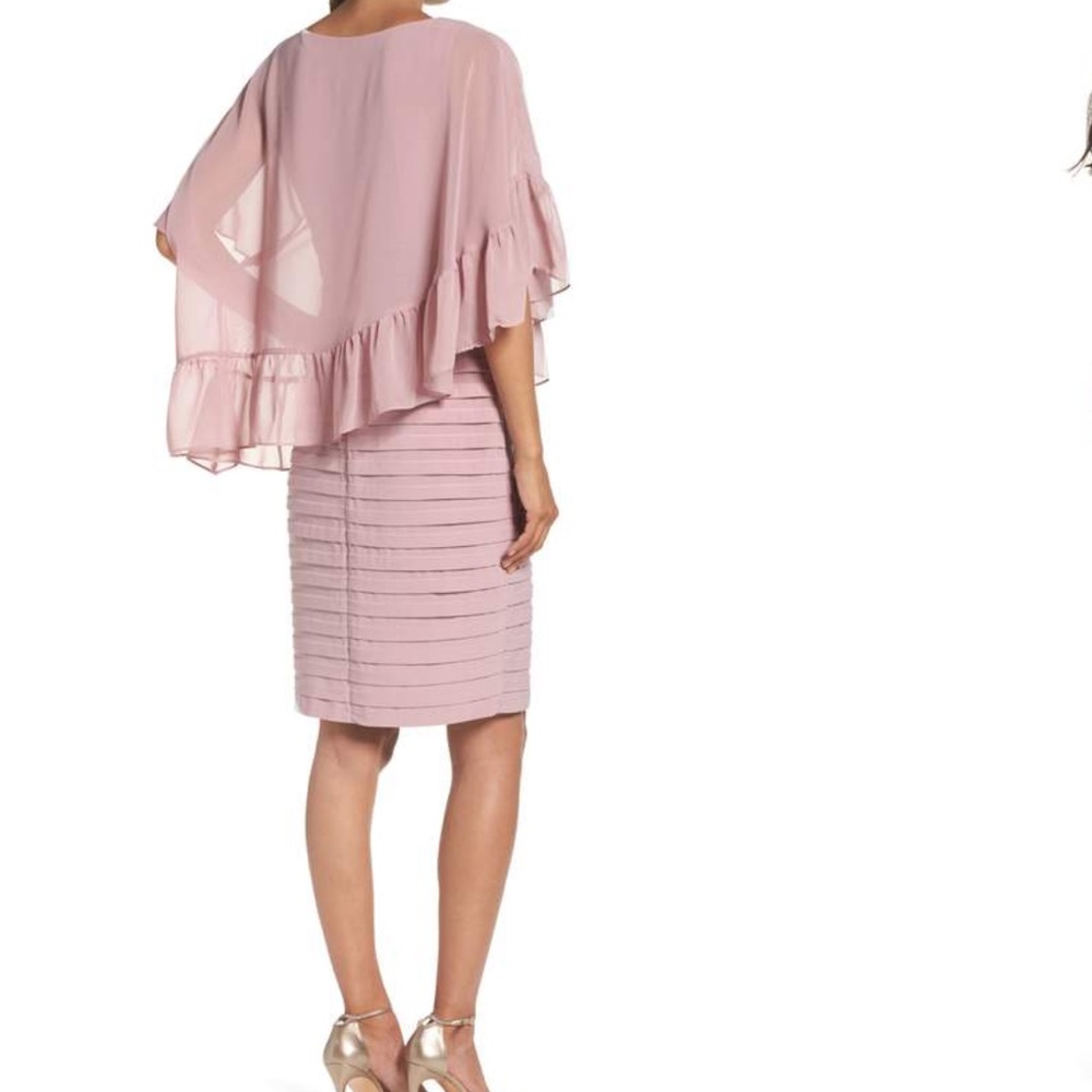 ADRIANNA PAPELL Banded Sheath Dress with cape